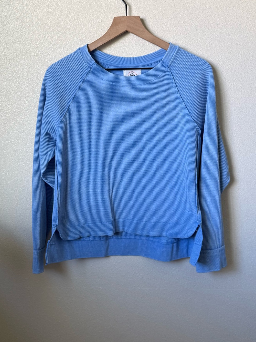 Sundry Light Blue Crewneck Waffle Pullover Sweatshirt